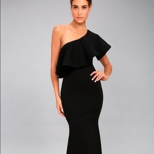 Lulus So Amazed Black One-Shoulder Maxi Dress